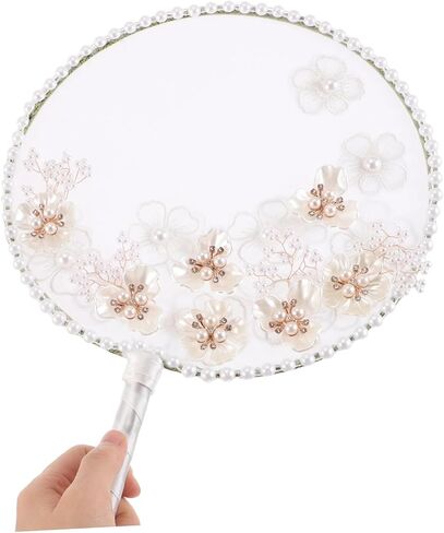 Healifty Elegant Floral Embroidery Handheld Fan Tassel Decoration Chinese Round Summer Fan for Weddings Cultural Events and Stylish Outings in Saudi Arabia