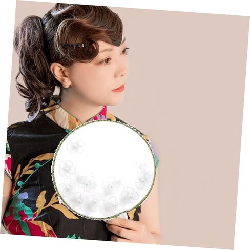Healifty Elegant Floral Embroidery Handheld Fan Tassel Decoration Chinese Round Summer Fan for Weddings Cultural Events and Stylish Outings in Saudi Arabia