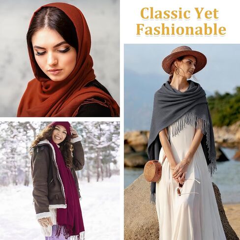 Cashmere Scarf for Women Winter, Fashion Womens Scarves, Pashmina Shawl Wraps, Wedding Bridesmaid Gifts in Saudi Arabia