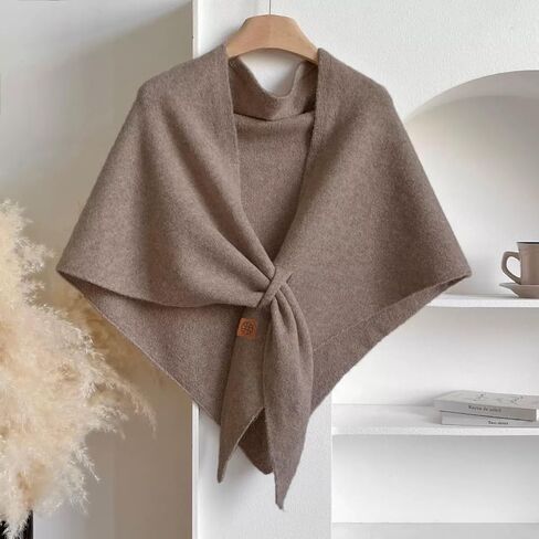 Women's Winter Chunky Wool Blend Knit Triangle Shawl Oversized Lazy Style Warm Scarf Elegant Cross-Over Wrap in Saudi Arabia
