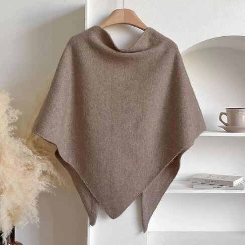 Women's Winter Chunky Wool Blend Knit Triangle Shawl Oversized Lazy Style Warm Scarf Elegant Cross-Over Wrap in Saudi Arabia
