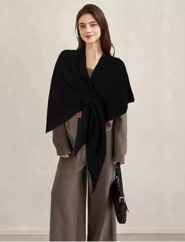 Women's Winter Chunky Wool Blend Knit Triangle Shawl Oversized Lazy Style Warm Scarf Elegant Cross-Over Wrap in Saudi Arabia
