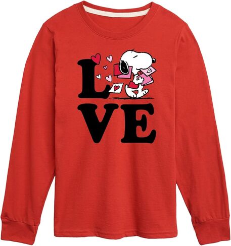 HYBRID APPAREL - Peanuts - Love Snoopy - Toddler and Youth Long Sleeve Graphic T-Shirt - Size X-Large Red in Saudi Arabia