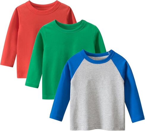 Toddler Boys Long Sleeve T-Shirts Kids Basic Crewneck Cotton Tee Shirts in Saudi Arabia