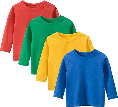 Toddler Boys Long Sleeve T-Shirts Kids Basic Crewneck Cotton Tee Shirts in Saudi Arabia