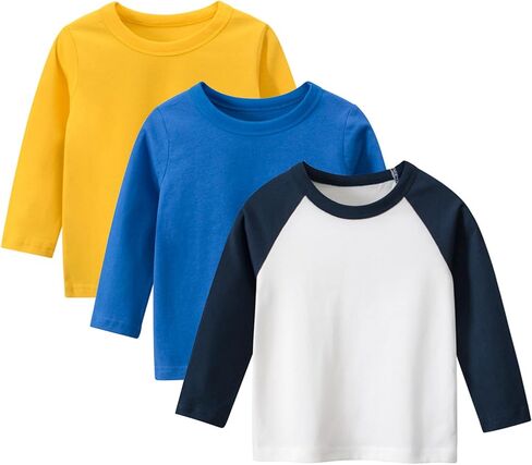 Toddler Boys Long Sleeve T-Shirts Kids Basic Crewneck Cotton Tee Shirts in Saudi Arabia
