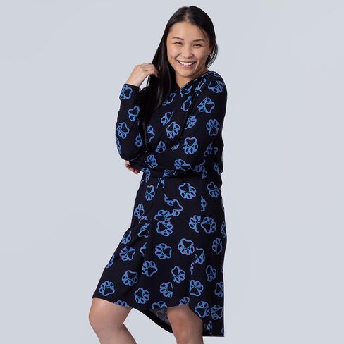 GreaterGood Spinning Paws Soft Touch Hooded Knee Length Nightgown Long Sleeve Nightshirt Pajamas For Women in Saudi Arabia