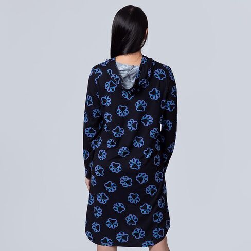 GreaterGood Spinning Paws Soft Touch Hooded Knee Length Nightgown Long Sleeve Nightshirt Pajamas For Women in Saudi Arabia