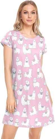 vvfelixl Sleep Shirt for Women,Polar Bears Playing Women Nightgown Pj Dress Lounge Sleepwear Short Sleeve S in Saudi Arabia