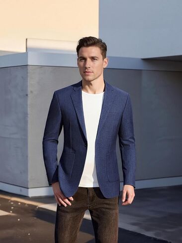 Men's Slim Fit Casual Blazer One Button Sport Coat Lightweight Suit Jacket with Patch Pocket in Saudi Arabia