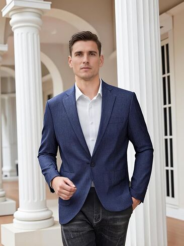Men's Slim Fit Casual Blazer One Button Sport Coat Lightweight Suit Jacket with Patch Pocket in Saudi Arabia