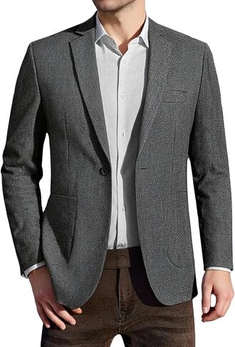 Men's Slim Fit Casual Blazer One Button Sport Coat Lightweight Suit Jacket with Patch Pocket in Saudi Arabia
