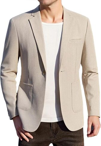 Men's Slim Fit Casual Blazer One Button Sport Coat Lightweight Suit Jacket with Patch Pocket in Saudi Arabia
