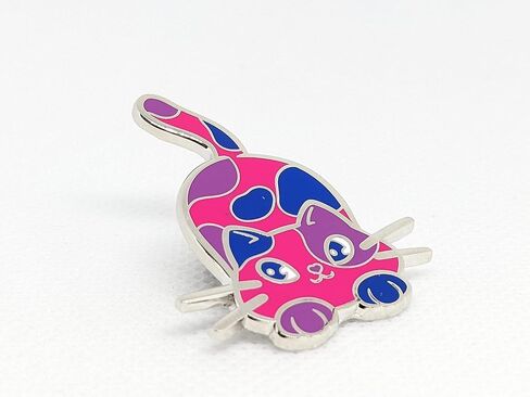 Bisexual Purride Calico Cat Hard Enamel Pin in Bi Pride Flag Colors | LGBTQ+ Subtle Pride Jewelry in Saudi Arabia