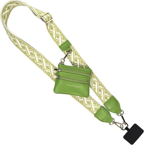 Save the Girls Original Clip and Go Phone Strap (Brown/Cream Chevron) - Crossbody Phone Strap Chain with Zipper Wallet Pouch – Phone Lanyard and Phone Strap with Zippered Pouch in Kuwait