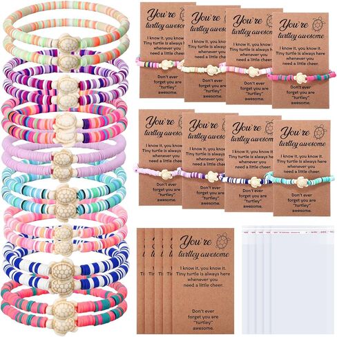 24 Sets Christmas Employees Appreciation Gifts Turtle Bracelets for Women Sea Inspirational Friendship Bracelets with Cards Thank You Gifts for Employee Staff Coworkers in Saudi Arabia
