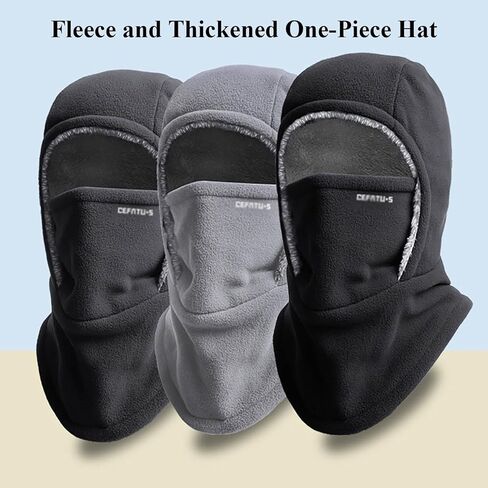 3 in 1 Hat with Scarf and Mask,Winter Windproof Sherpa Lined Hood Ski Mask,Convertible Balaclava Face Cover Hat Cap Scarf in Saudi Arabia