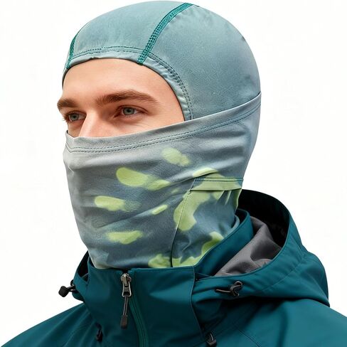 Balaclava Ski Mask for Men & Women with Temperature Sensitive Color Changing - Windproof Light Warmth Winter Face Mask（Thin Fleece-Green） in Kuwait