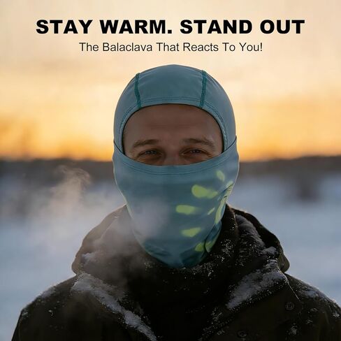 Balaclava Ski Mask for Men & Women with Temperature Sensitive Color Changing - Windproof Light Warmth Winter Face Mask（Thin Fleece-Green） in Kuwait