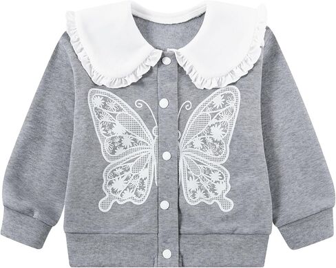 Girls Fall Winter Jacket Ruffled Collar Coat Button Casual Outwear 3-7 Years in Kuwait