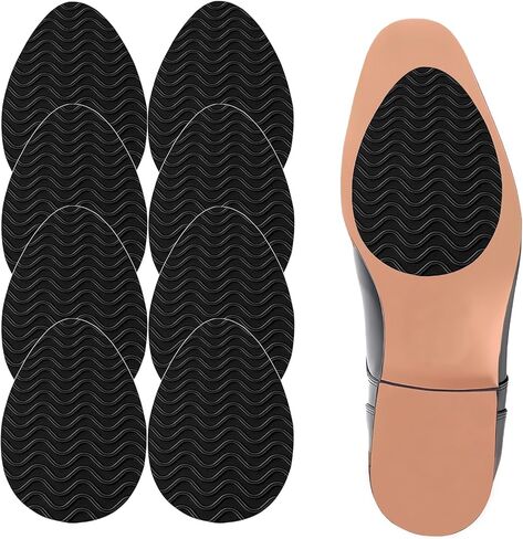 Heel Grips for Women's Shoes, 8-Pack Non-Slip Shoe Pads with Wave Pattern, Shoe Sole Protector for High Heels & Leather Soles, Anti-Skid Shoe Grips Stickers for Noise Reduction (Black) in Saudi Arabia