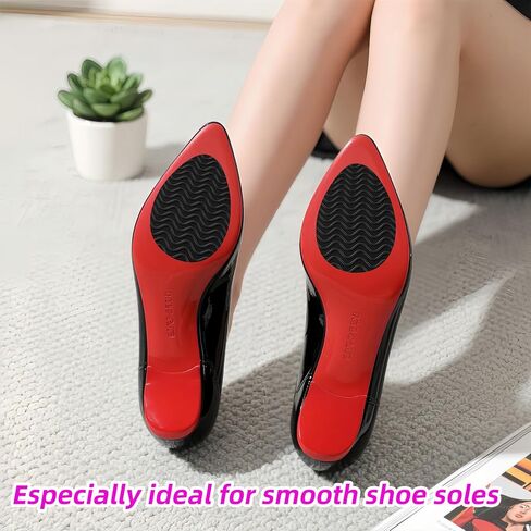 Heel Grips for Women's Shoes, 8-Pack Non-Slip Shoe Pads with Wave Pattern, Shoe Sole Protector for High Heels & Leather Soles, Anti-Skid Shoe Grips Stickers for Noise Reduction (Black) in Saudi Arabia