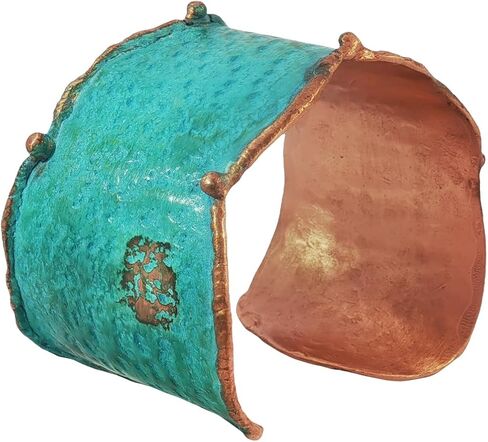 سوار Urbanrose من النحاس الصلب مع طلاء زنجار أزرق مخضر، حواف من النحاس المنصهر، فاخر ريفي للرجال والنساء in Kuwait