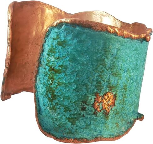 سوار Urbanrose من النحاس الصلب مع طلاء زنجار أزرق مخضر، حواف من النحاس المنصهر، فاخر ريفي للرجال والنساء in Kuwait