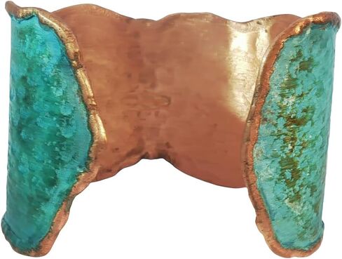 سوار Urbanrose من النحاس الصلب مع طلاء زنجار أزرق مخضر، حواف من النحاس المنصهر، فاخر ريفي للرجال والنساء in Kuwait