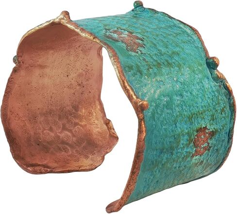 سوار Urbanrose من النحاس الصلب مع طلاء زنجار أزرق مخضر، حواف من النحاس المنصهر، فاخر ريفي للرجال والنساء in Kuwait