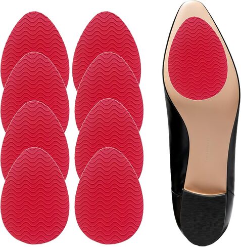 Heel Grips for Women's Shoes, 8-Pack Non-Slip Shoe Pads with Wave Pattern, Shoe Sole Protector for High Heels & Leather Soles, Anti-Skid Shoe Grips Stickers for Noise Reduction (Black) in Saudi Arabia
