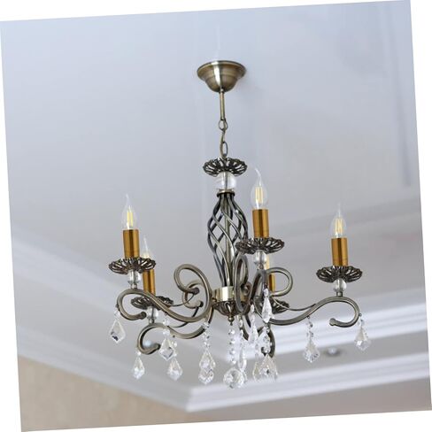 Luxshiny 6 قطعة قاعدة الثريا الكريستال يغطي حامل مصباح خط مزدوج الأكمام أنبوب الحديد لمبة قاعدة يغطي للديكور المنزل in Kuwait