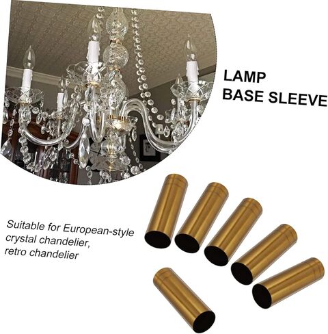 Luxshiny 6 قطعة قاعدة الثريا الكريستال يغطي حامل مصباح خط مزدوج الأكمام أنبوب الحديد لمبة قاعدة يغطي للديكور المنزل in Kuwait