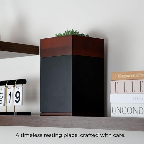 Premium Large Urns for Human Ashes with Planter, Handcrafted Walnut Wooden Urn for Ashes Adult Male & Female, Cremation Urns for Human, Keepsake Urn, TSA Approved in Saudi Arabia
