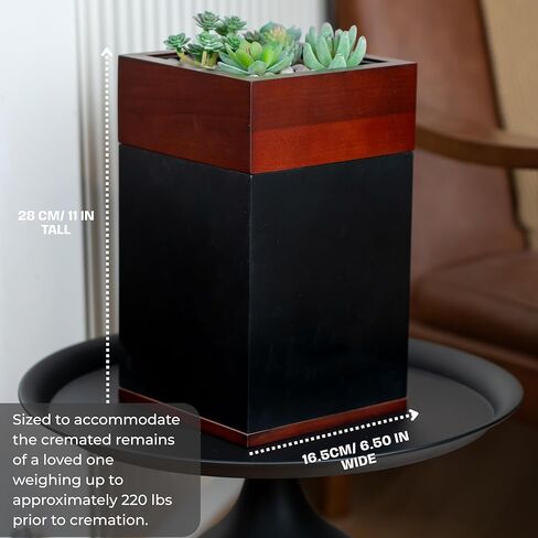 Premium Large Urns for Human Ashes with Planter, Handcrafted Walnut Wooden Urn for Ashes Adult Male & Female, Cremation Urns for Human, Keepsake Urn, TSA Approved in Saudi Arabia