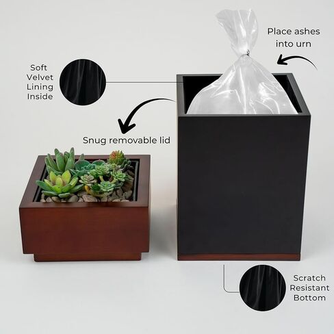 Premium Large Urns for Human Ashes with Planter, Handcrafted Walnut Wooden Urn for Ashes Adult Male & Female, Cremation Urns for Human, Keepsake Urn, TSA Approved in Saudi Arabia