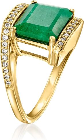 Ross-Simons 6.00 Carat Emerald Bypass Ring With .20 ct. t.w. White Topaz in 18kt Gold Over Sterling in Saudi Arabia