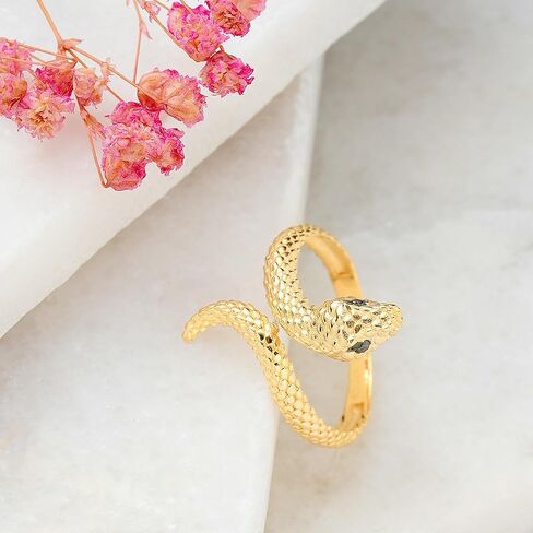 Snake Ring, 14K Solid Gold Animal Ring, Dainty initial Snake Ring, Minimalist 14K Gold Snake Ring in Saudi Arabia
