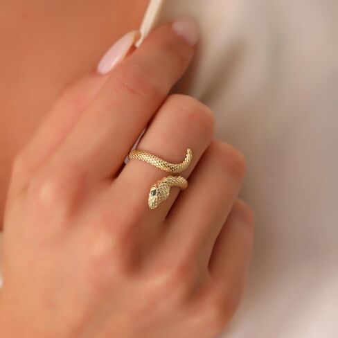 Snake Ring, 14K Solid Gold Animal Ring, Dainty initial Snake Ring, Minimalist 14K Gold Snake Ring in Saudi Arabia