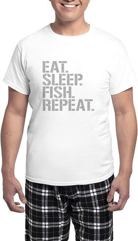 CafePress Eat Sleep Fish Repeat Pajamas Men's Novelty Light Pajama Set, Comfortable PJ Sleepwear in Saudi Arabia