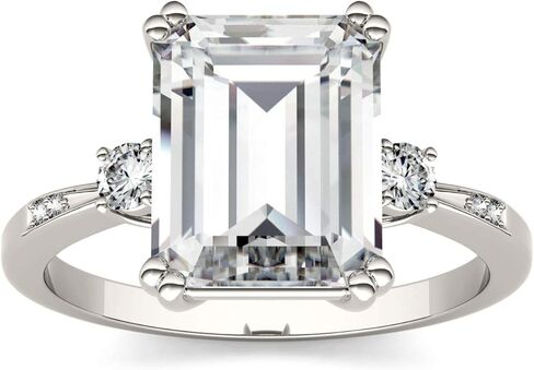 Charles & Colvard 14K White Gold Moissanite 10x8mm Emerald Fashion Ring, 3.69cttw DEW in Saudi Arabia