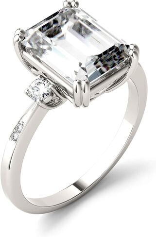 Charles & Colvard 14K White Gold Moissanite 10x8mm Emerald Fashion Ring, 3.69cttw DEW in Saudi Arabia