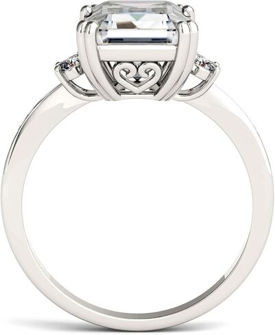 Charles & Colvard 14K White Gold Moissanite 10x8mm Emerald Fashion Ring, 3.69cttw DEW in Saudi Arabia