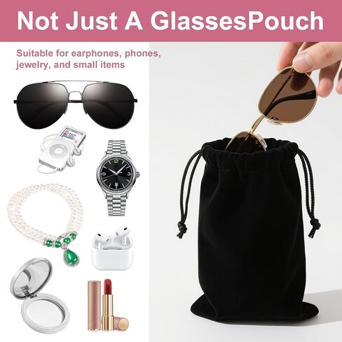 Microfiber Glasses Sunglasses Pouch，Sunglasses Case，Small Drawstring Pouch, with 2 Cleaning Cloths，for Sunglasses in Saudi Arabia
