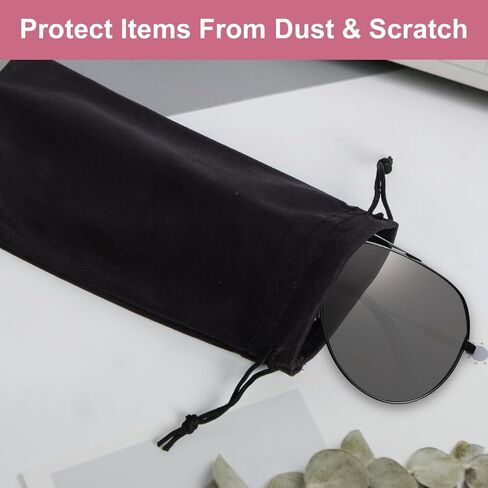 Microfiber Glasses Sunglasses Pouch，Sunglasses Case，Small Drawstring Pouch, with 2 Cleaning Cloths，for Sunglasses in Saudi Arabia