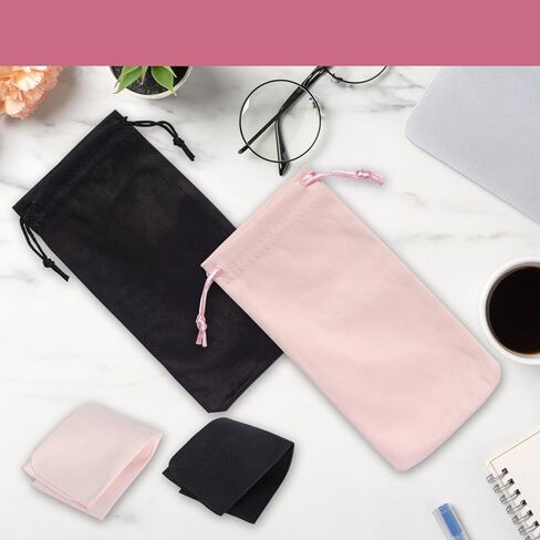 Microfiber Glasses Sunglasses Pouch，Sunglasses Case，Small Drawstring Pouch, with 2 Cleaning Cloths，for Sunglasses in Saudi Arabia