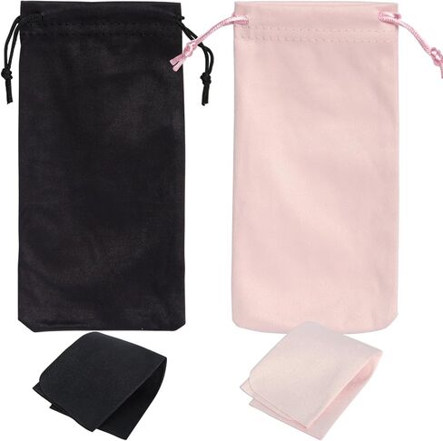 حقيبة النظارات الشمسية المصنوعة من الألياف الدقيقة، حافظة النظارات الشمسية، حقيبة صغيرة برباط، مع قطعتي قماش للتنظيف، للنظارات الشمسية in Kuwait