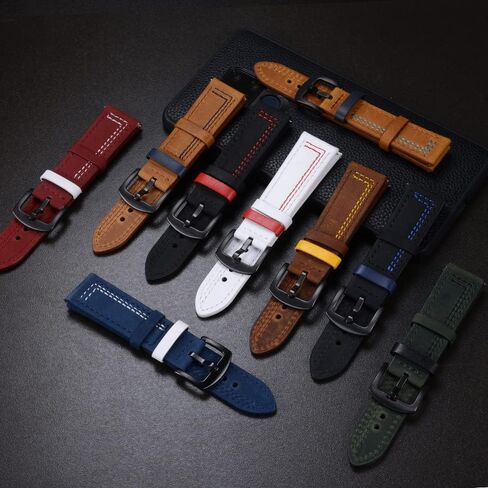 Leather Watch Bands 20/22mm Adjustable Cowhide Strap in Saudi Arabia