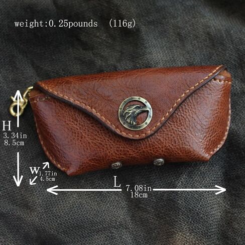 Brown Leather Handmade Traditional Large Eyeglass Case with Brass Buckle in Saudi Arabia