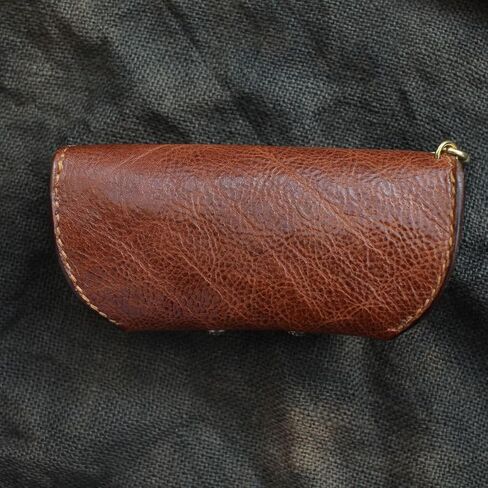 Brown Leather Handmade Traditional Large Eyeglass Case with Brass Buckle in Saudi Arabia